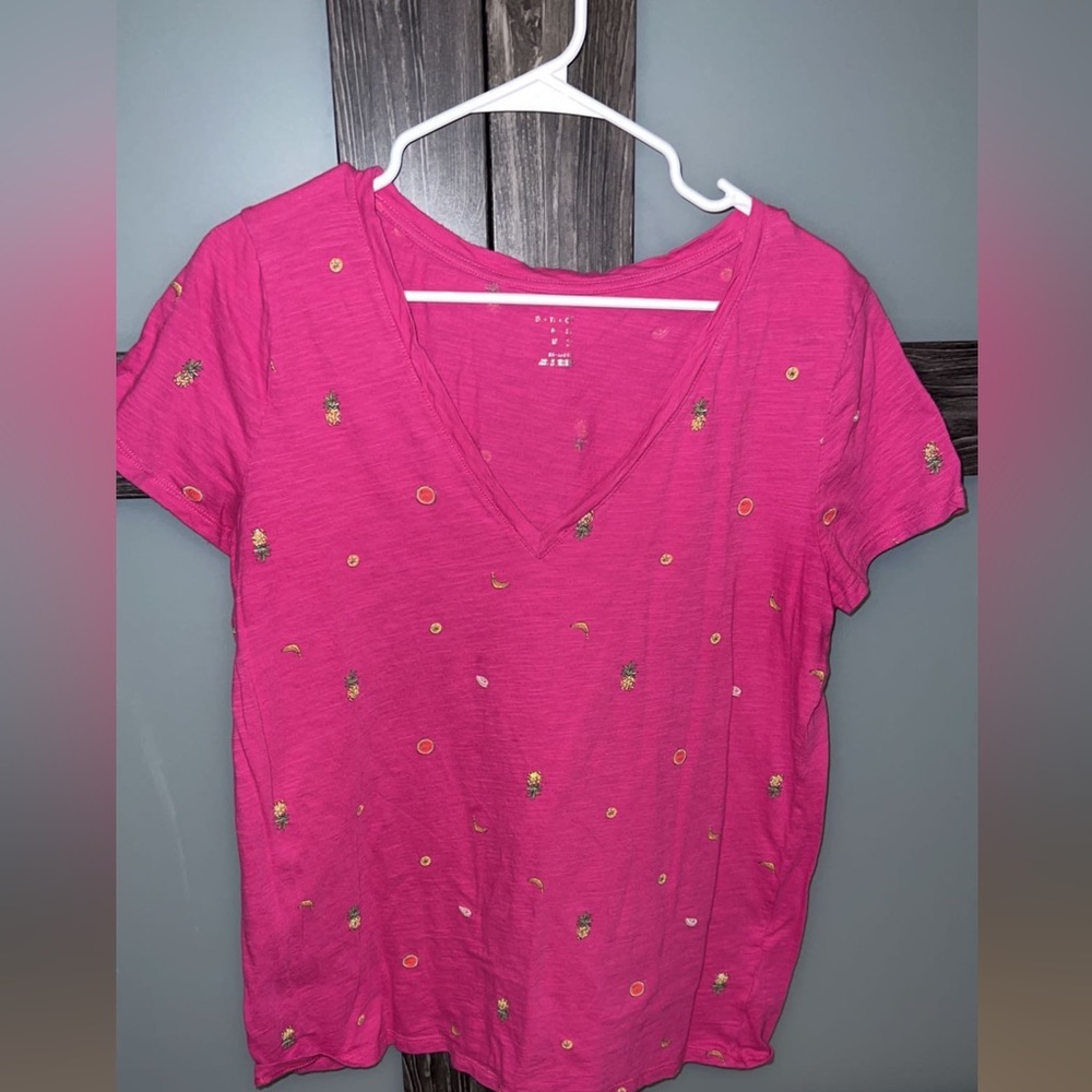 Cute pink cotton top with tiny fruit